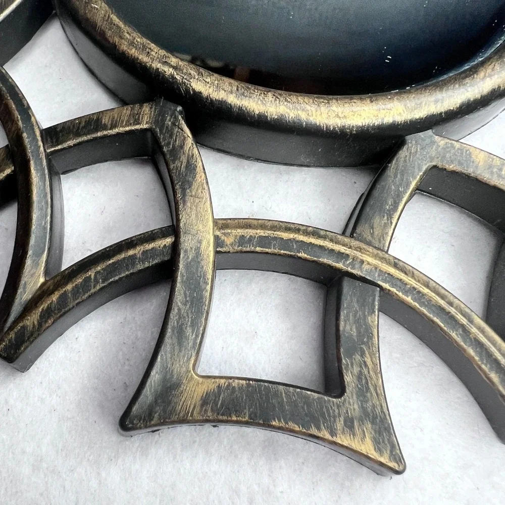 Set of 2 Sunburst Wall Mirrors Black‎ Gold Boho Decorative Accent Contemporary